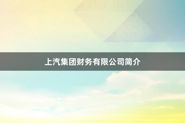 上汽集团财务有限公司简介
